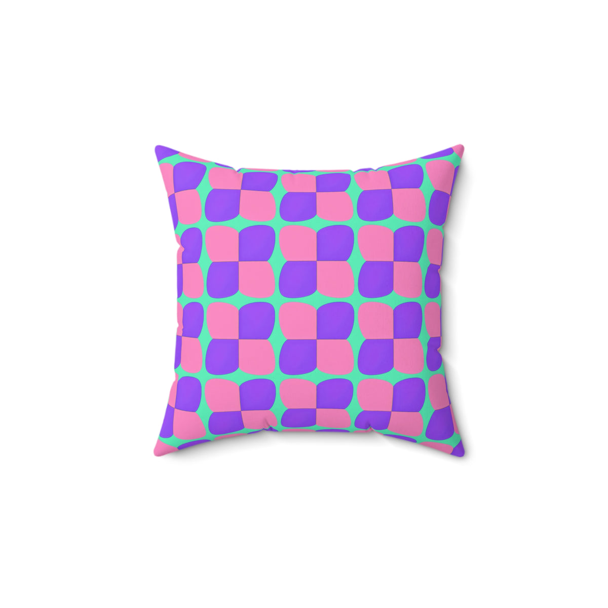 Bold Bulge Checker Faux Suede Cushion – Candy Pastel on Grape