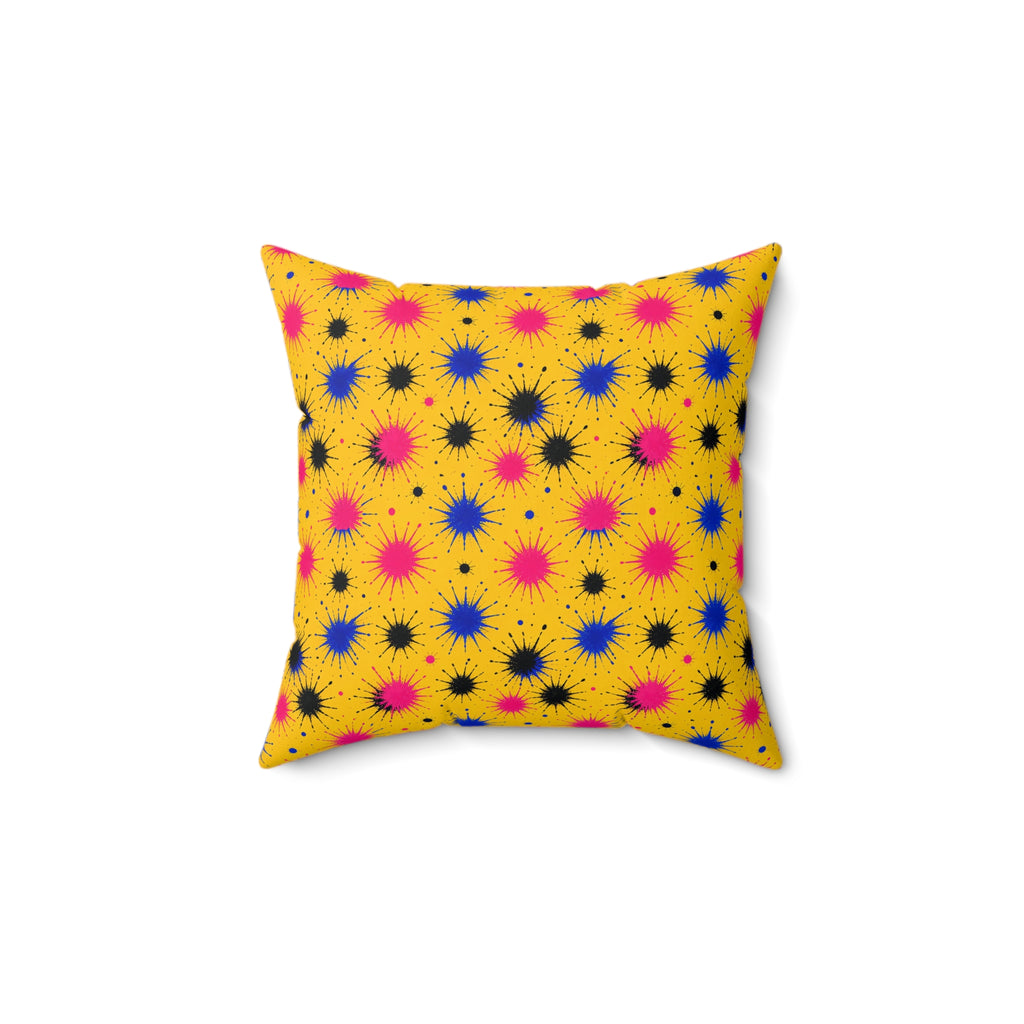 Splash Crowns Faux Suede Cushion – Ink Splash Pattern