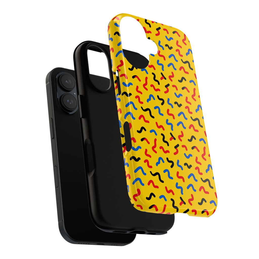 Squiggle Strokes Yellow Tough Phone Case – Bold Primary Abstract Pattern