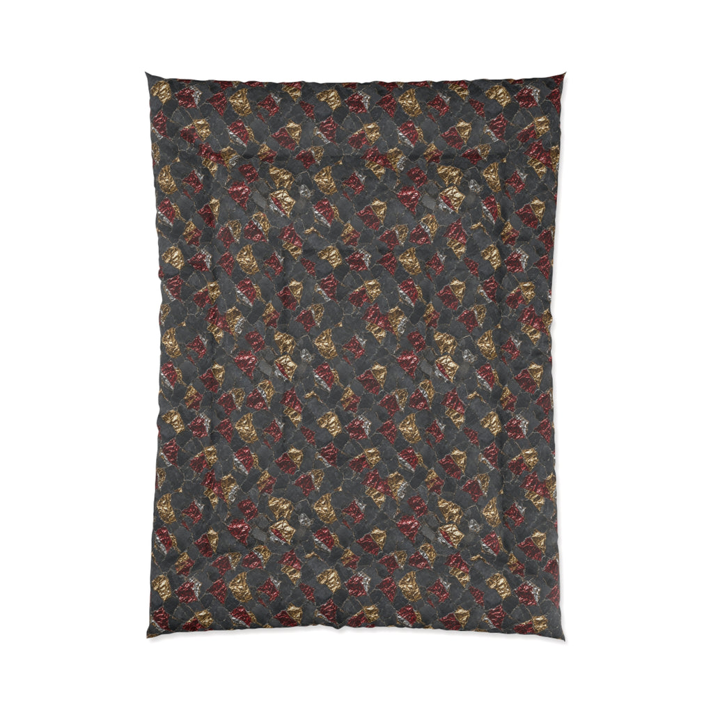 Garnet Gold Foil Comforter – Holographic-Look Metal Pattern