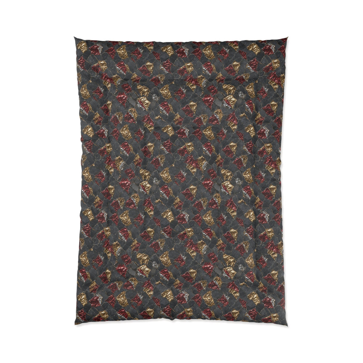 Garnet Gold Foil Comforter – Holographic-Look Metal Pattern