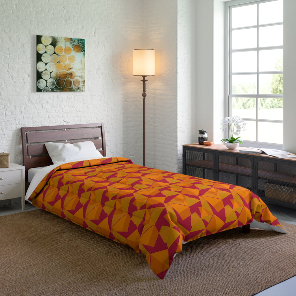Faceted Gold Panels Comforter – Cranberry Spice