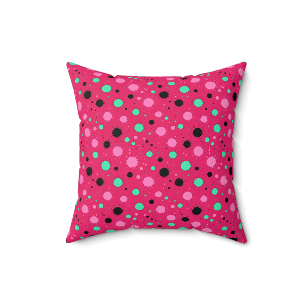 Blot Burst Faux Suede Cushion – Candy Pop on Raspberry