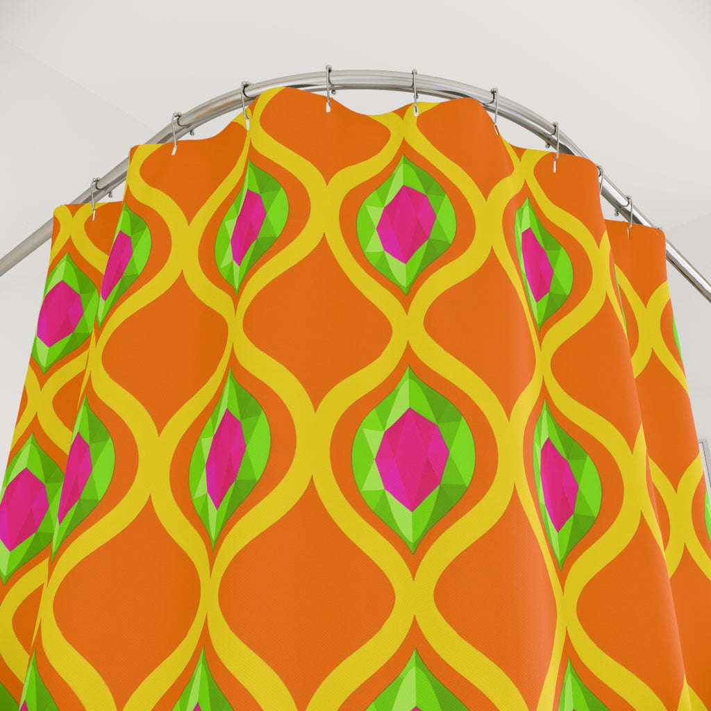 Grand Gold Ogee Lattice II Shower Curtain – Hot Citrus Festive