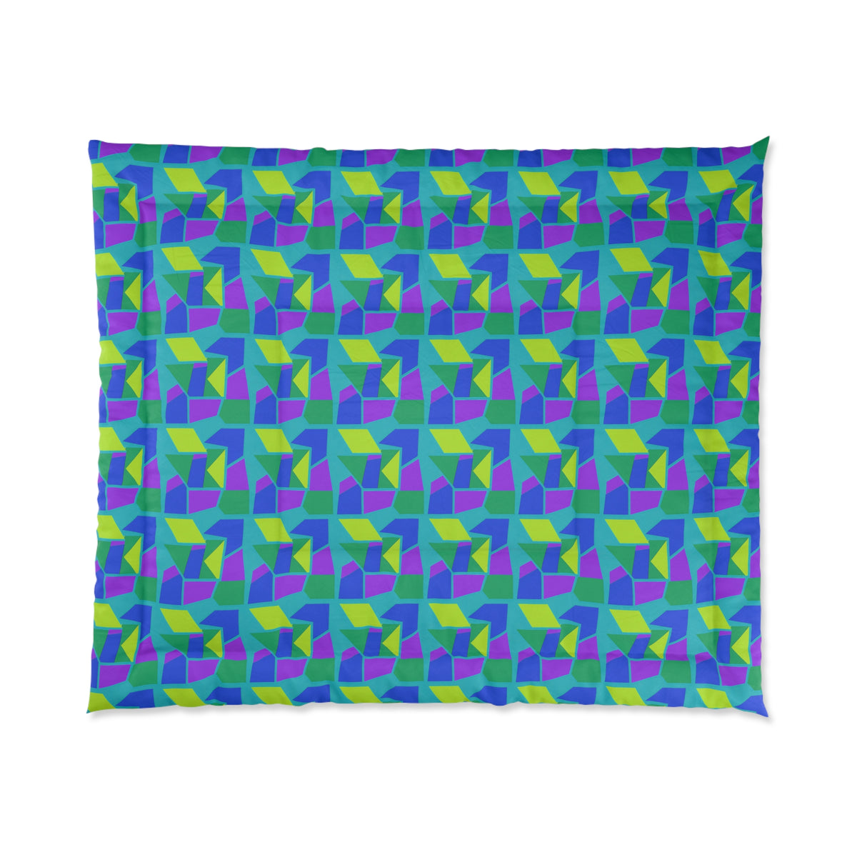 Cubist Block Quilt Comforter – Peacock Jewel