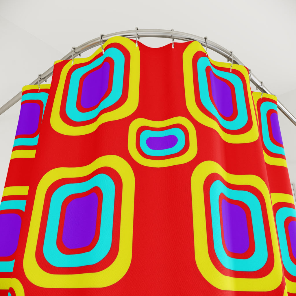 Big Ripple Squares Shower Curtain – Op-Art Concentric Squares Pattern