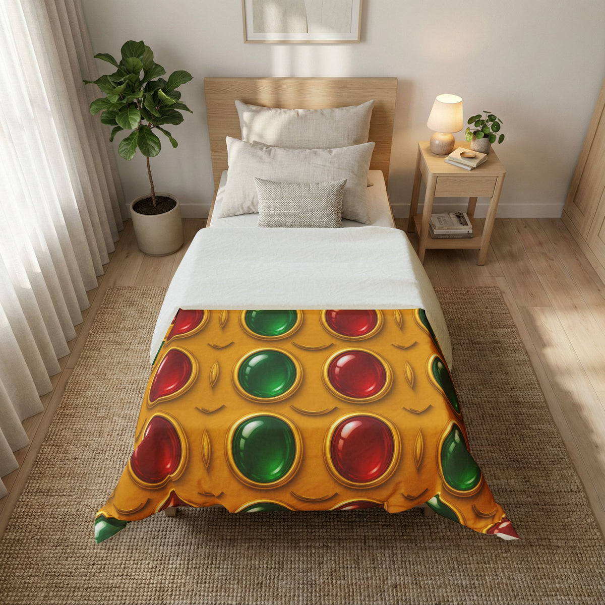 Grand Gold Cabochon Frames II Cotton Duvet Cover – Cabochon Geometric Pattern