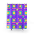 Big Ripple Squares Shower Curtain – Candy Pastel on Grape