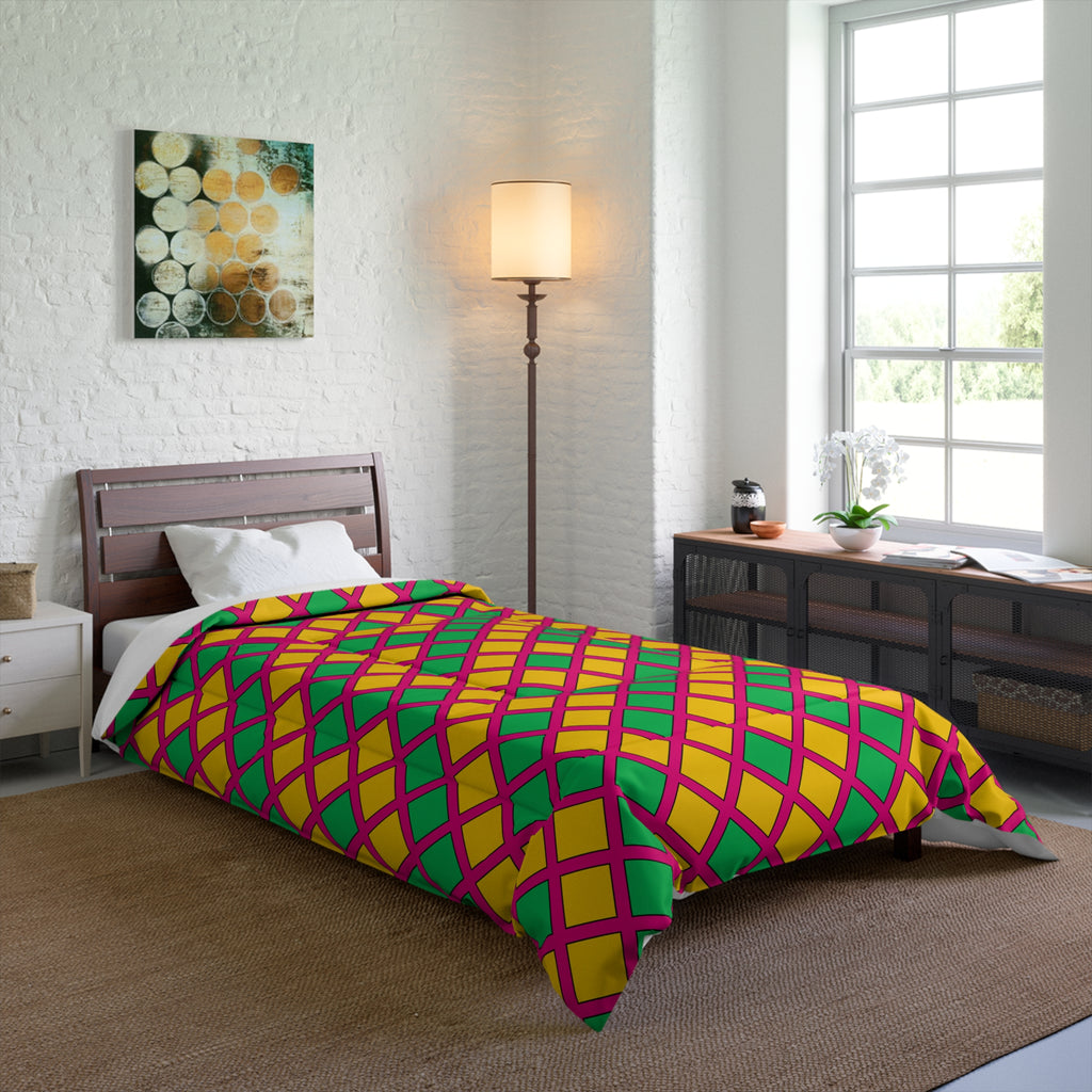 Harlequin Gold Grid Comforter – Harlequin Geometric Pattern