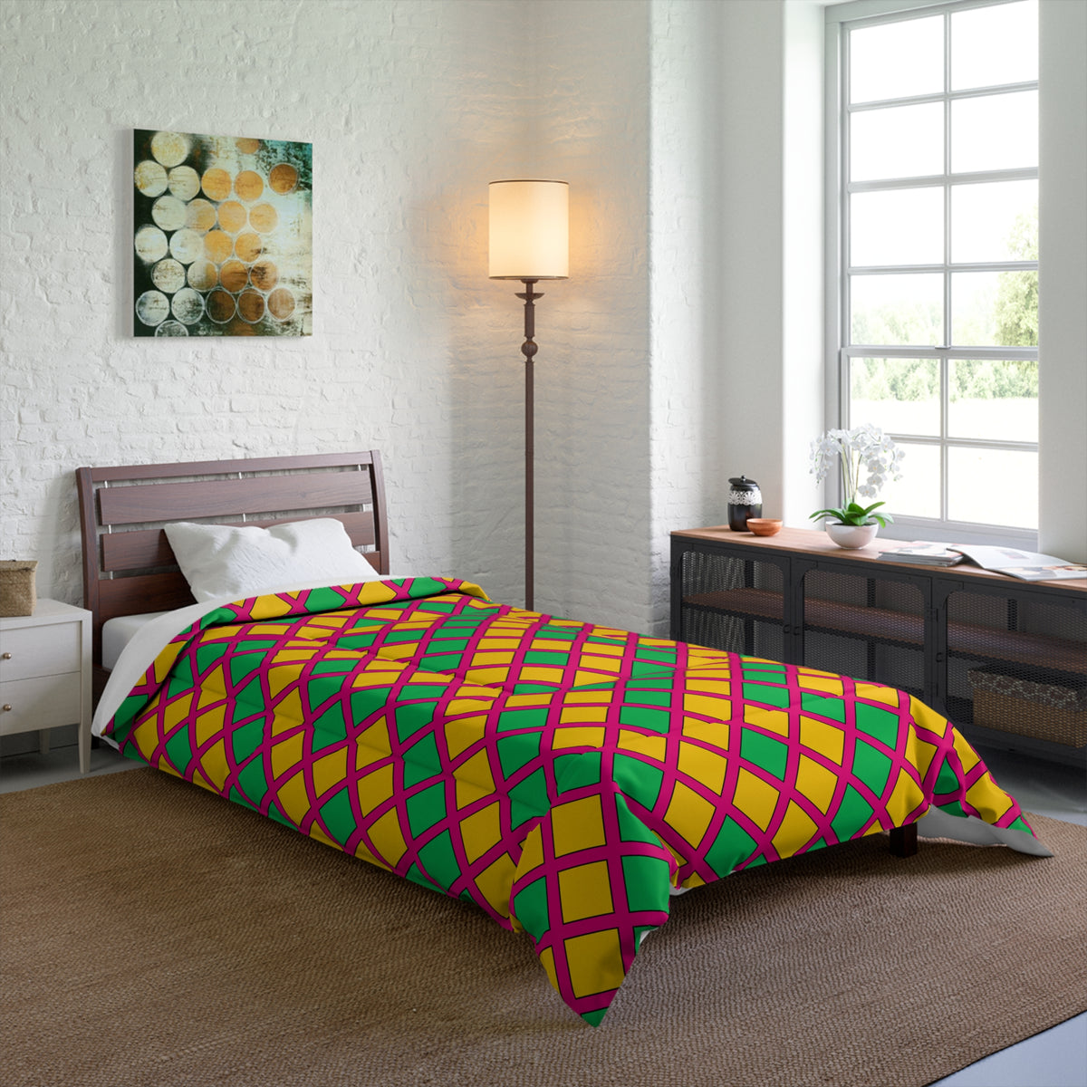 Harlequin Gold Grid Comforter – Harlequin Geometric Pattern