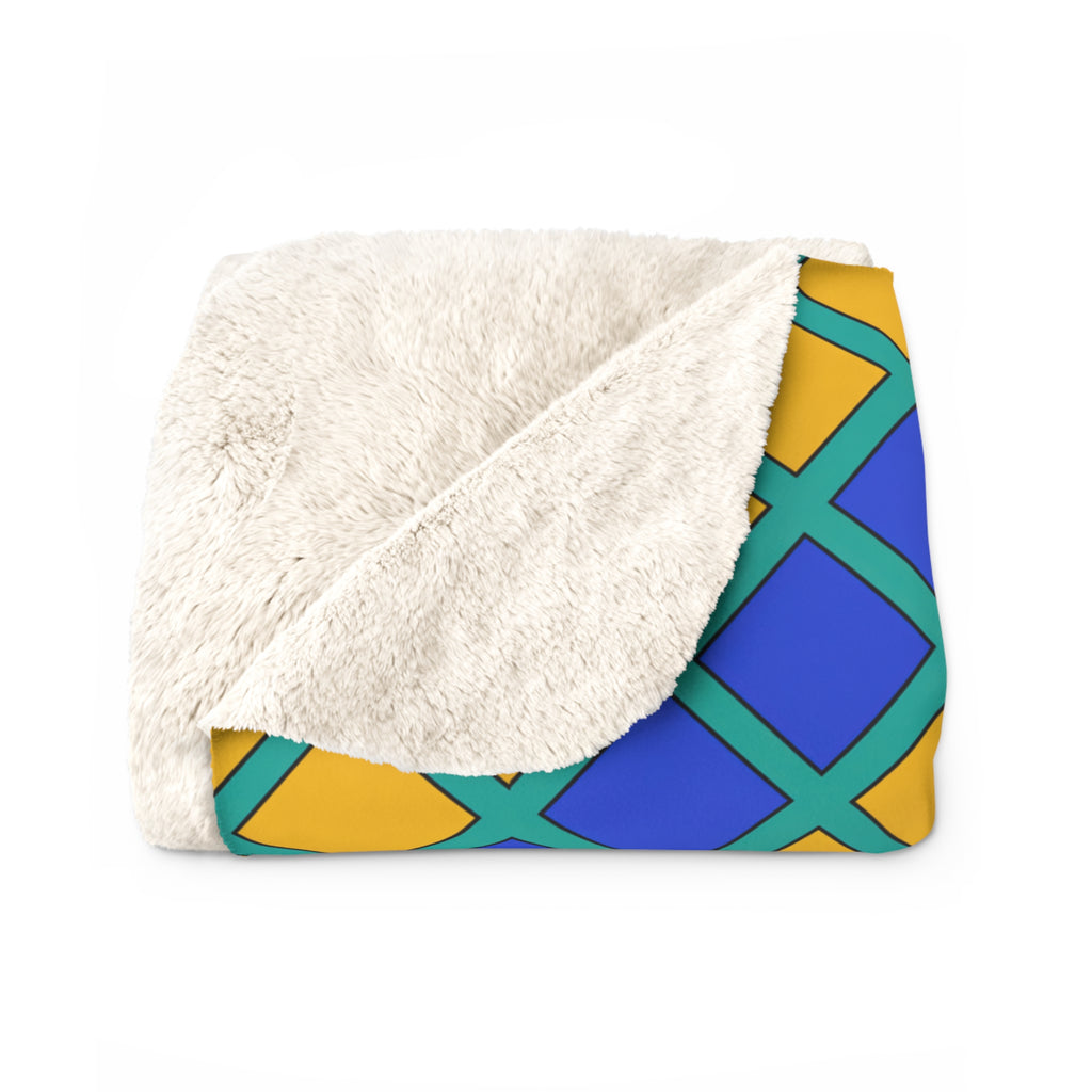 Harlequin Gold Grid Sherpa Fleece Blanket – Peacock Jewel