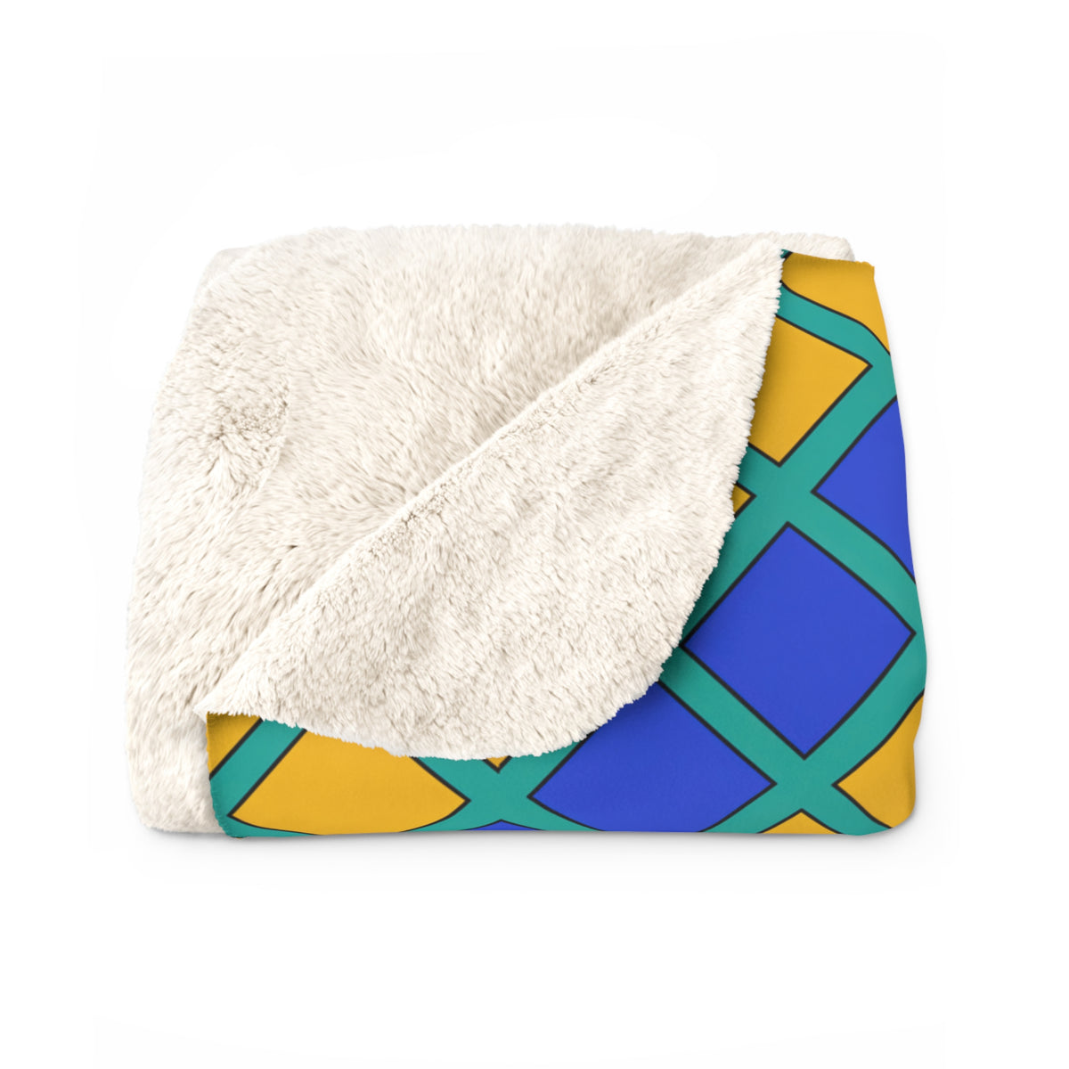 Harlequin Gold Grid Sherpa Fleece Blanket – Peacock Jewel