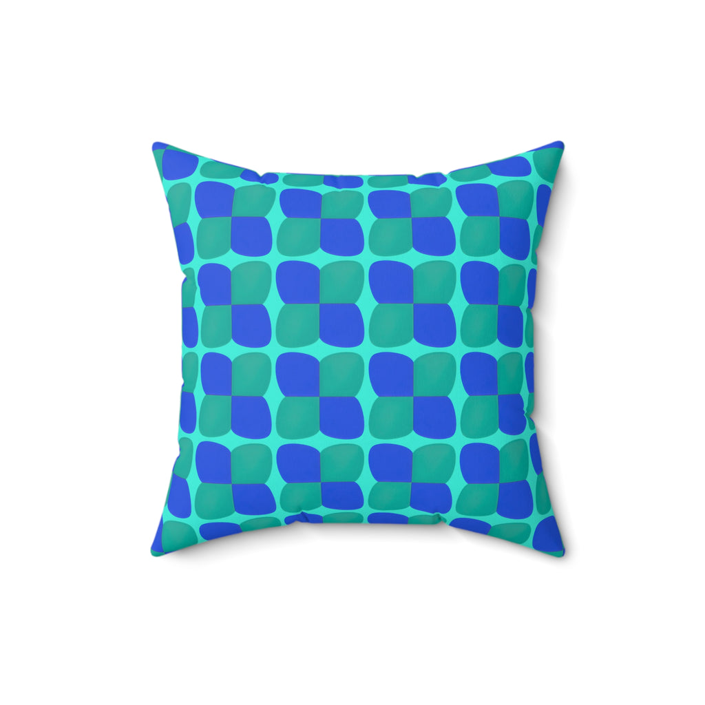 Bold Bulge Checker Faux Suede Cushion – Ocean Jewel