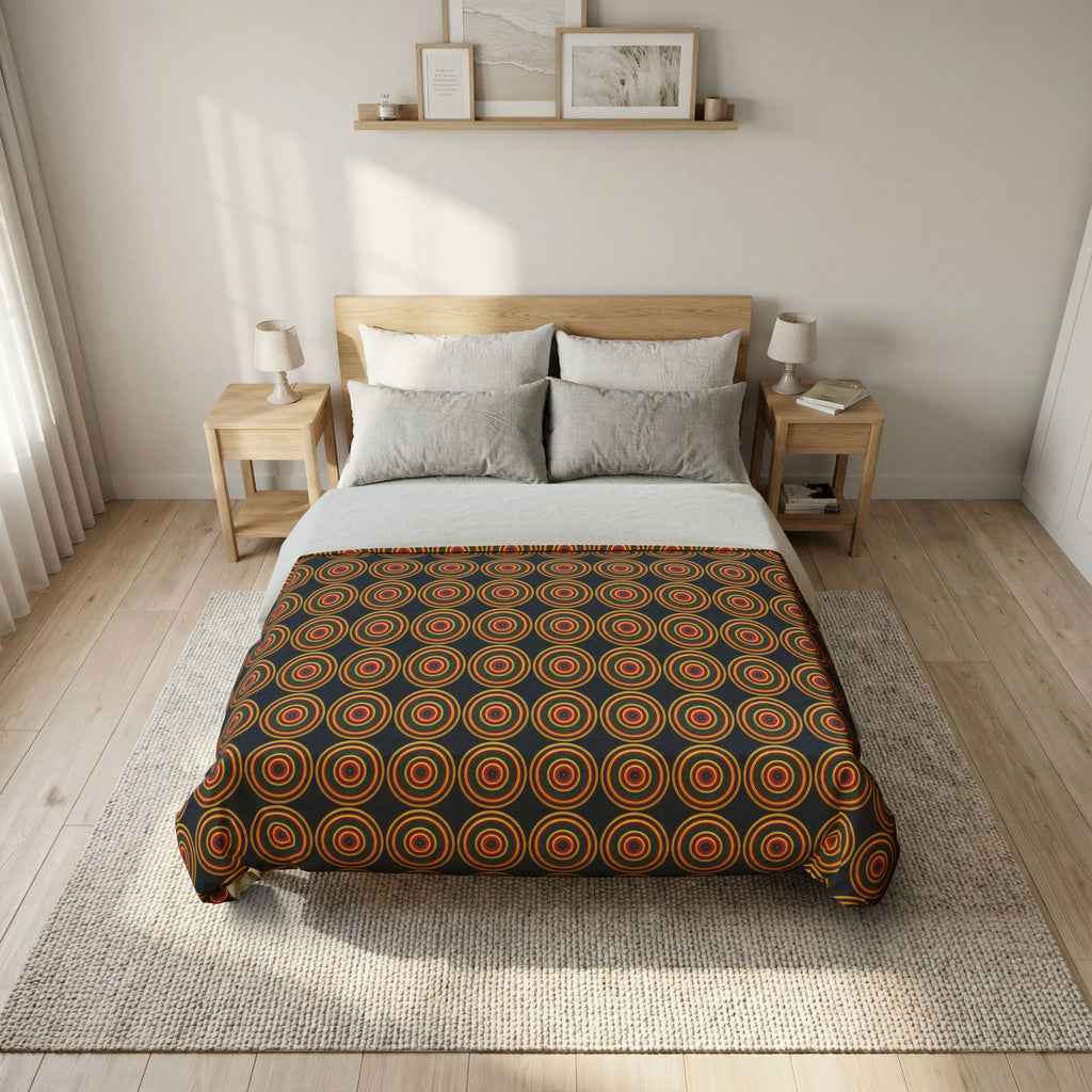 Op-Art Jewel Rings Cotton Duvet Cover – Kaleidoscopic Pattern