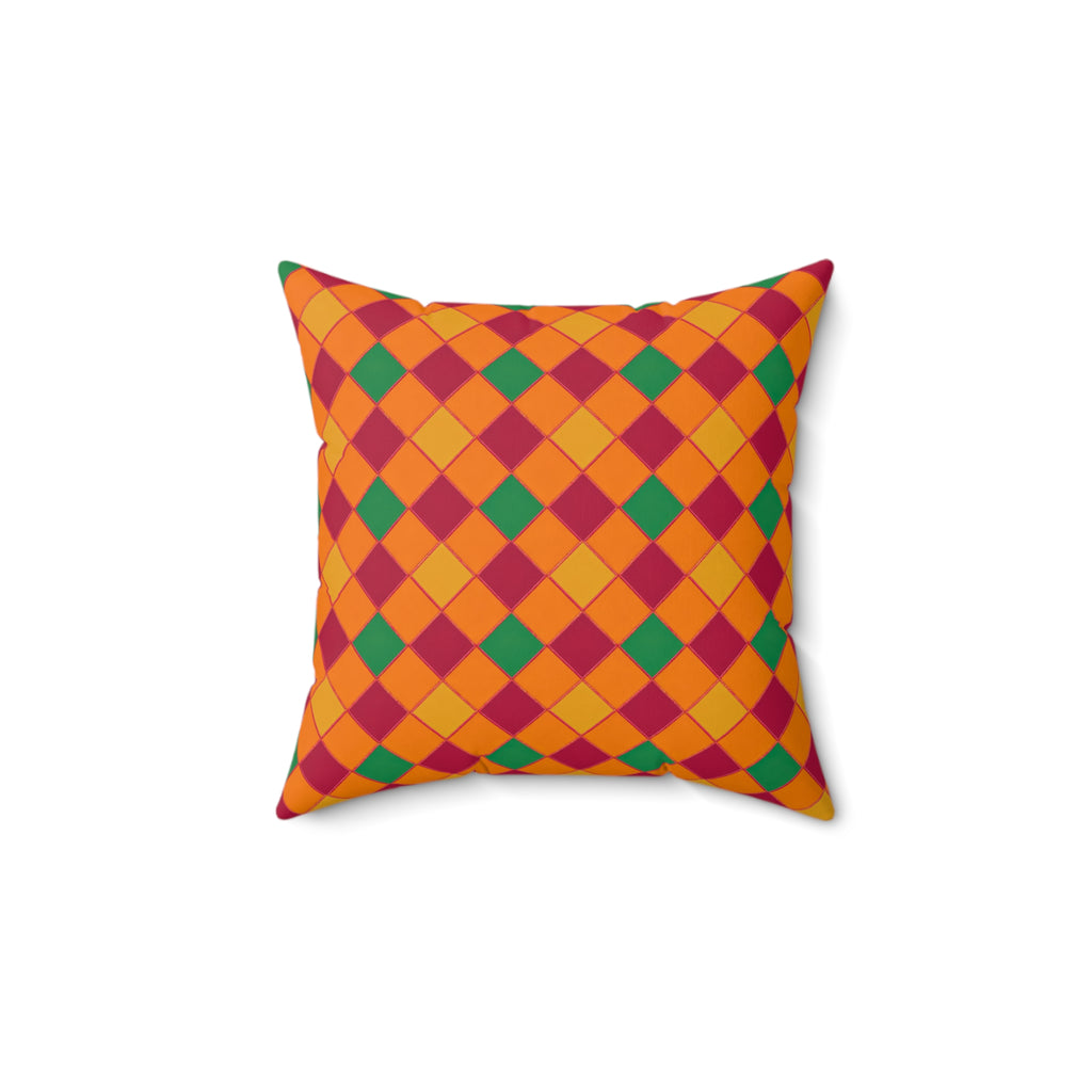 Jewel Harlequin Check Faux Suede Cushion – Cranberry Spice