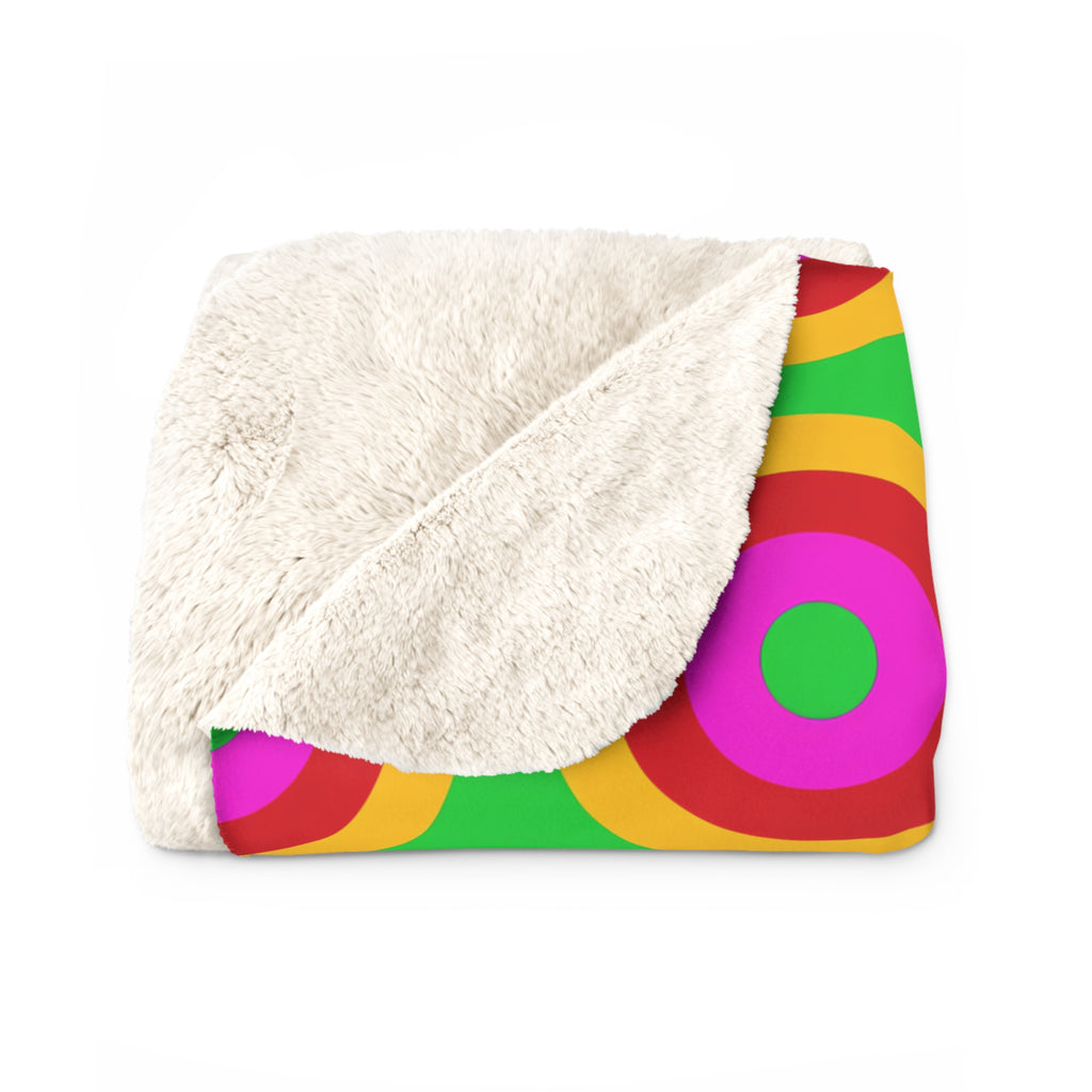 Giant Op-Art Jewel Rings Sherpa Fleece Blanket – Op-Art Concentric Circles Pattern