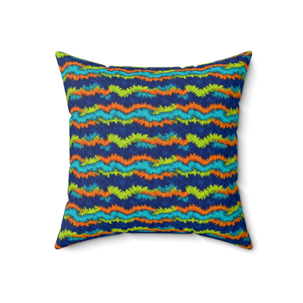 Crinkle Fold Bands Faux Suede Cushion – Tie-Dye Pattern