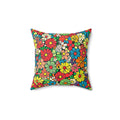 Flower Power Daisies Faux Suede Cushion – Retro Floral Pattern