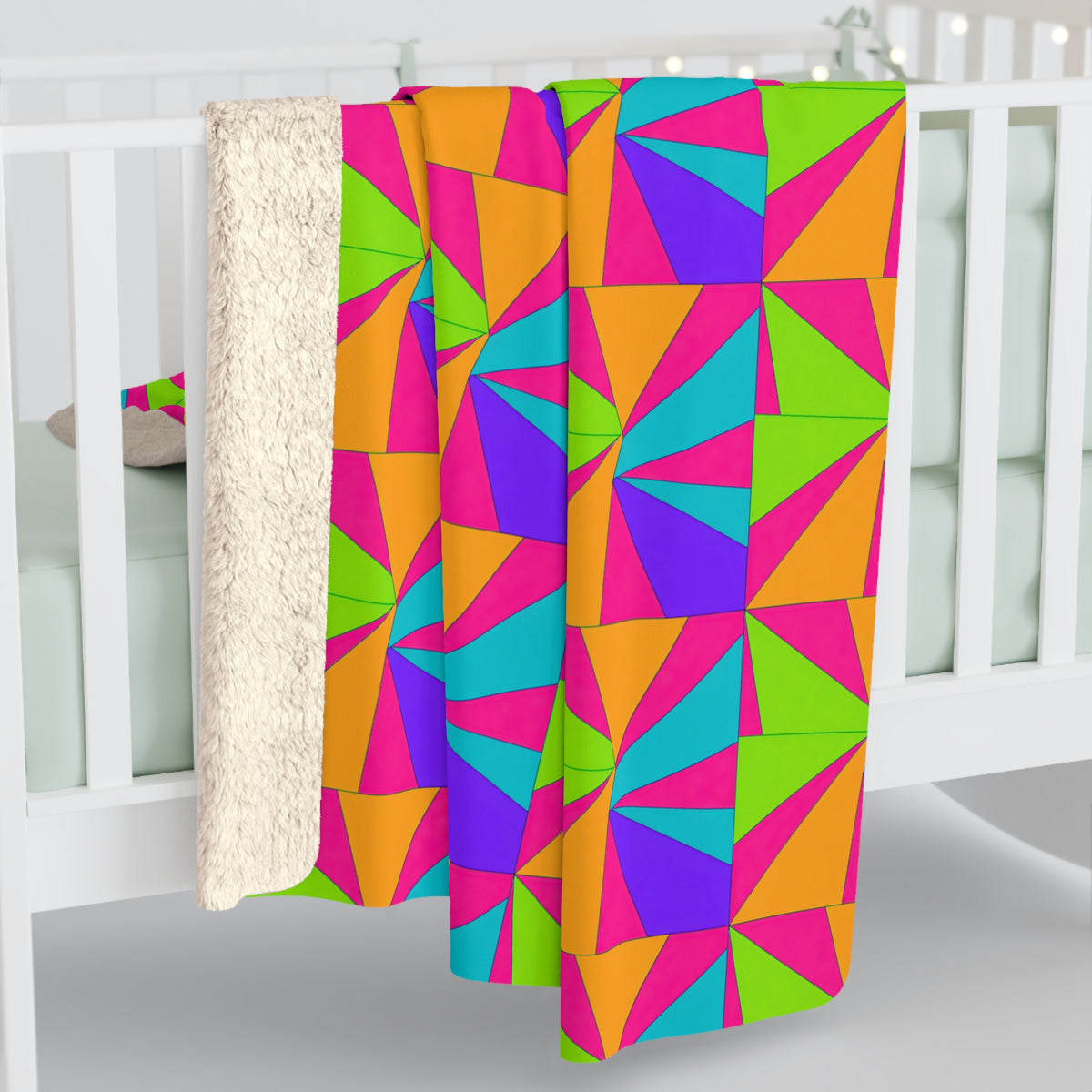 Cubist Sunburst Blocks Sherpa Fleece Blanket – Tropical Punch