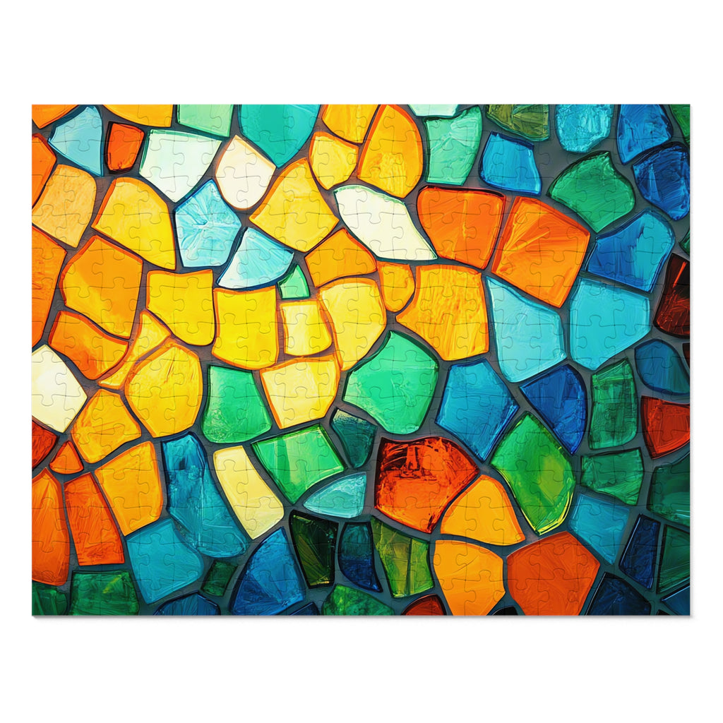 Jewel Mosaic Glass Jigsaw Puzzle with Tin – Stained-Glass Style Mosaic