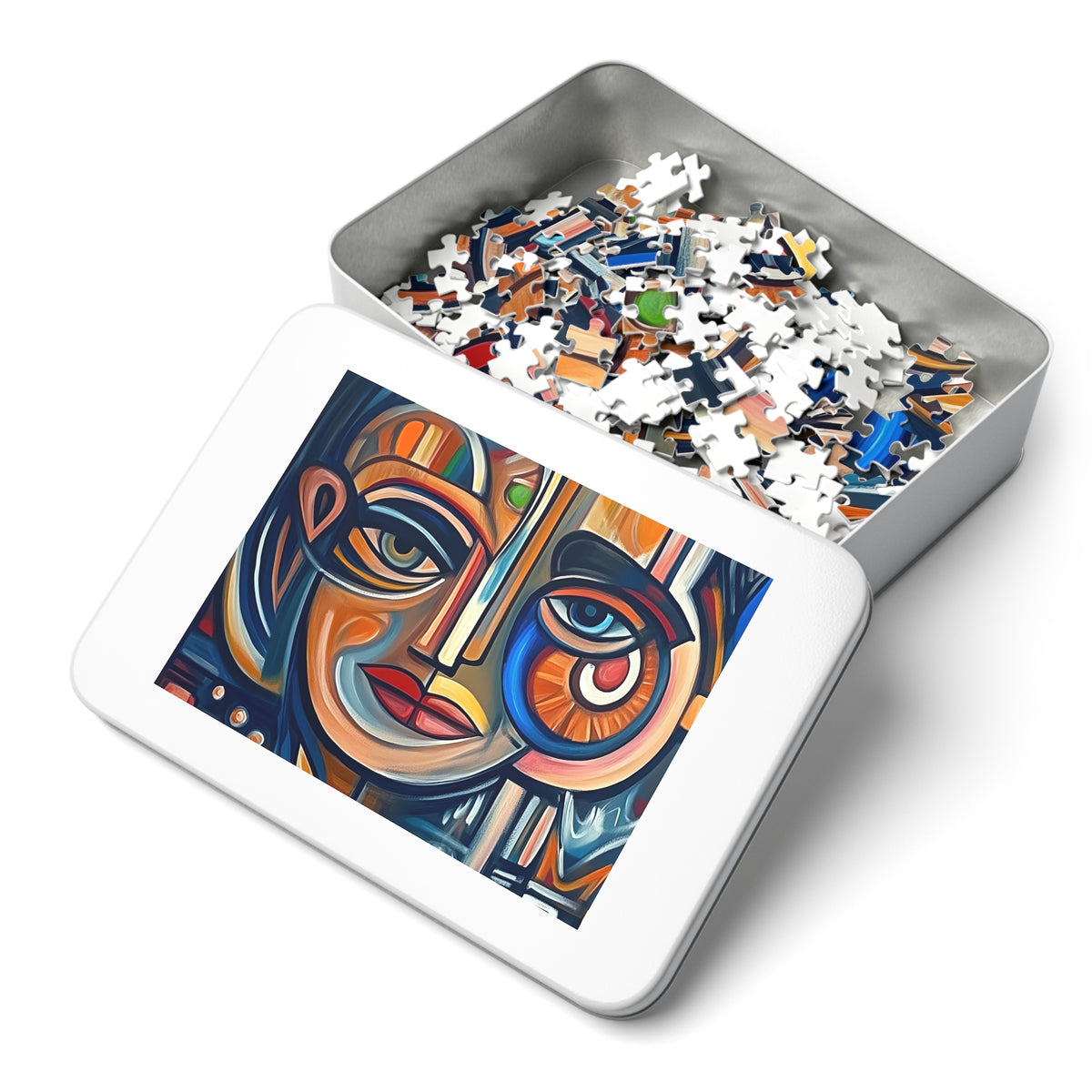 Cubist Face Jigsaw Puzzle with Tin – Cubist Portrait Art