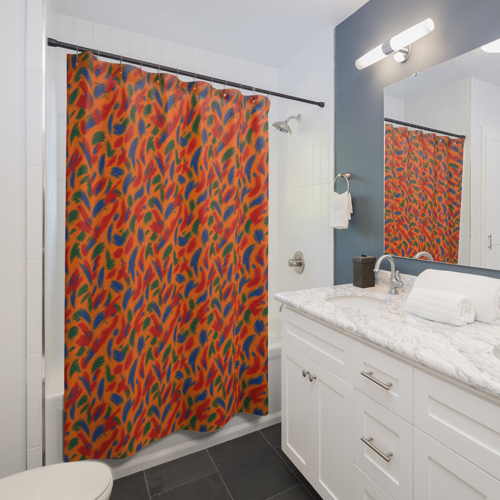 Layered Gesture Scribbles Shower Curtain – Gestural Abstract Pattern
