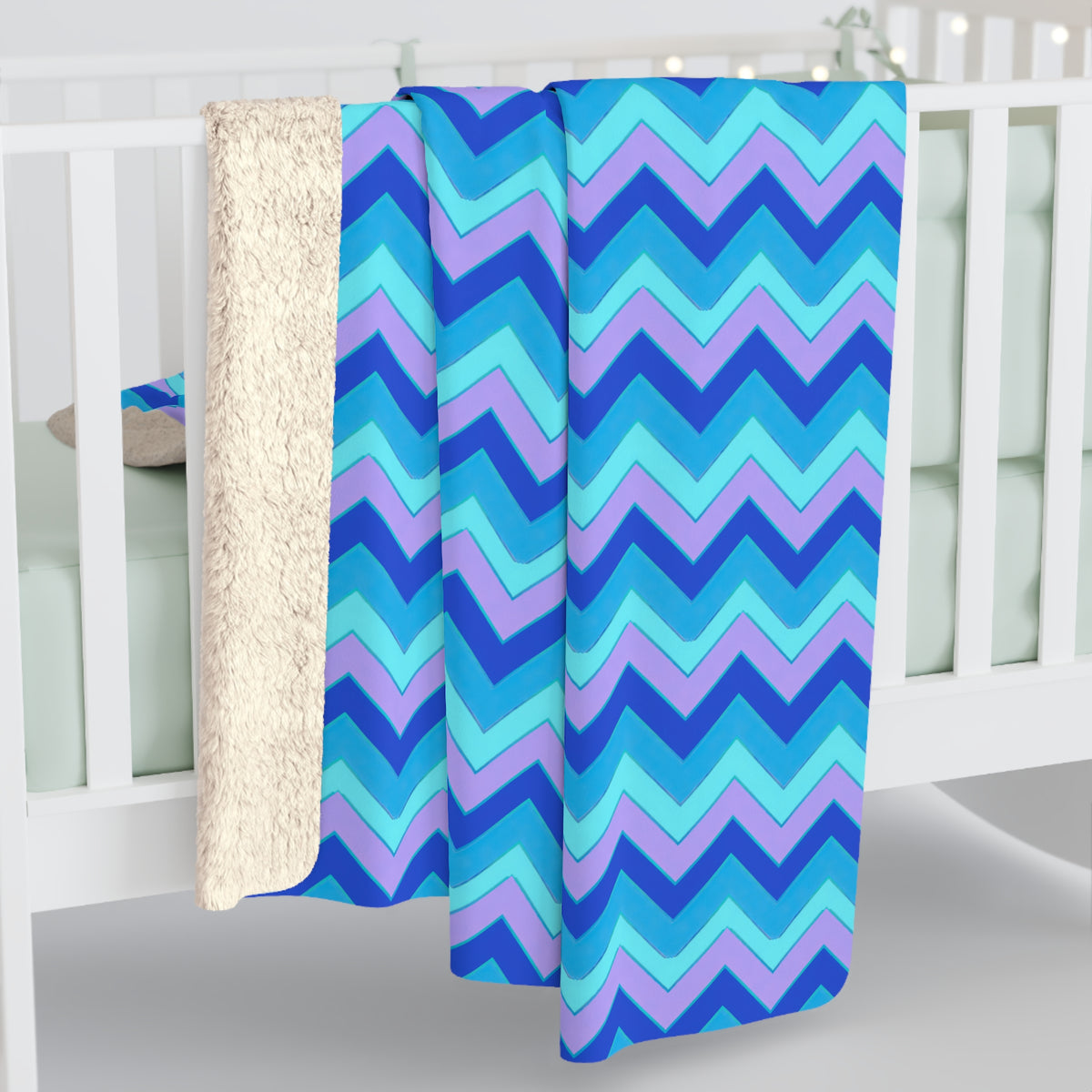 Jewel Chevron Bands Sherpa Fleece Blanket – Ice Jewel