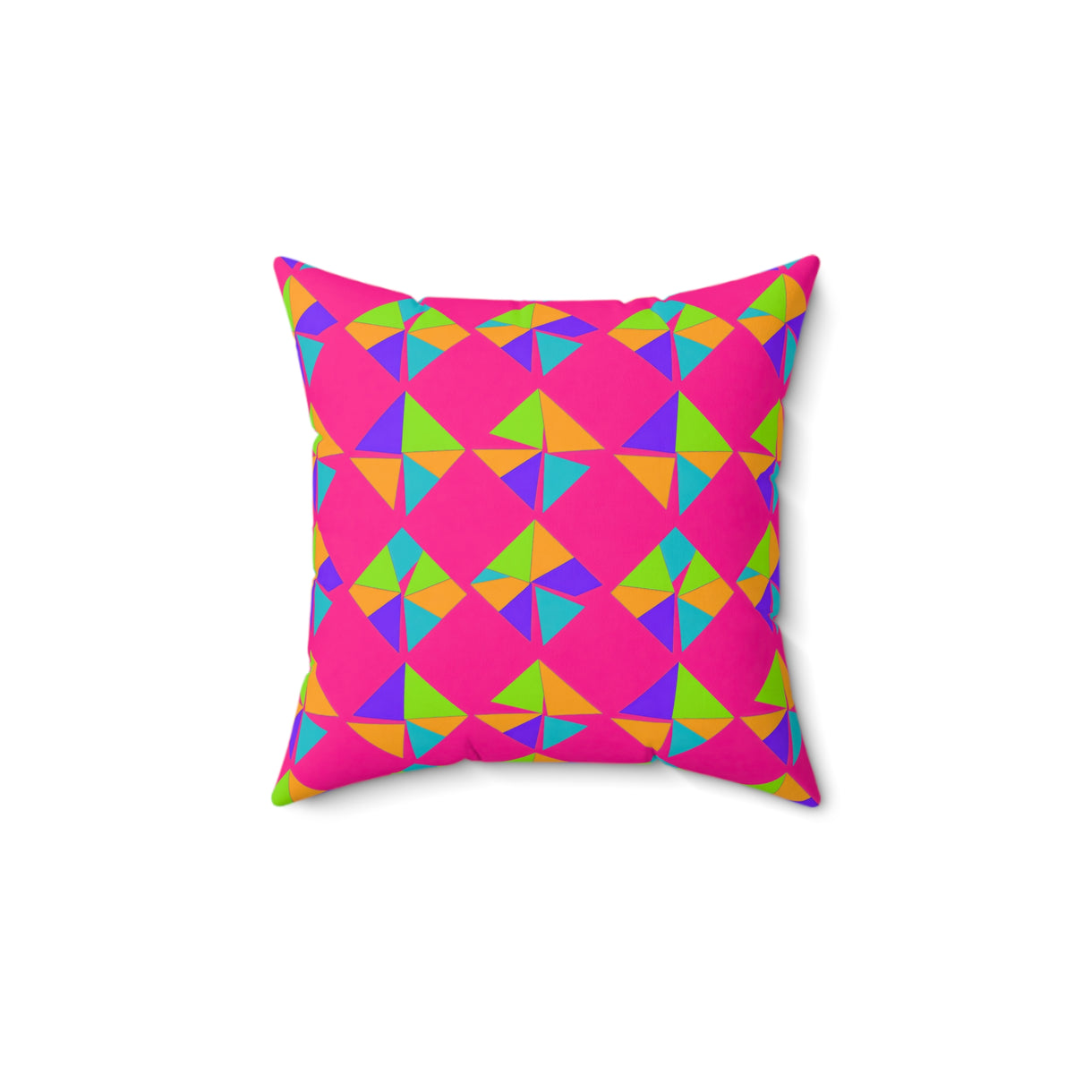 Stacked Cubist Prisms Faux Suede Cushion – Tropical Punch