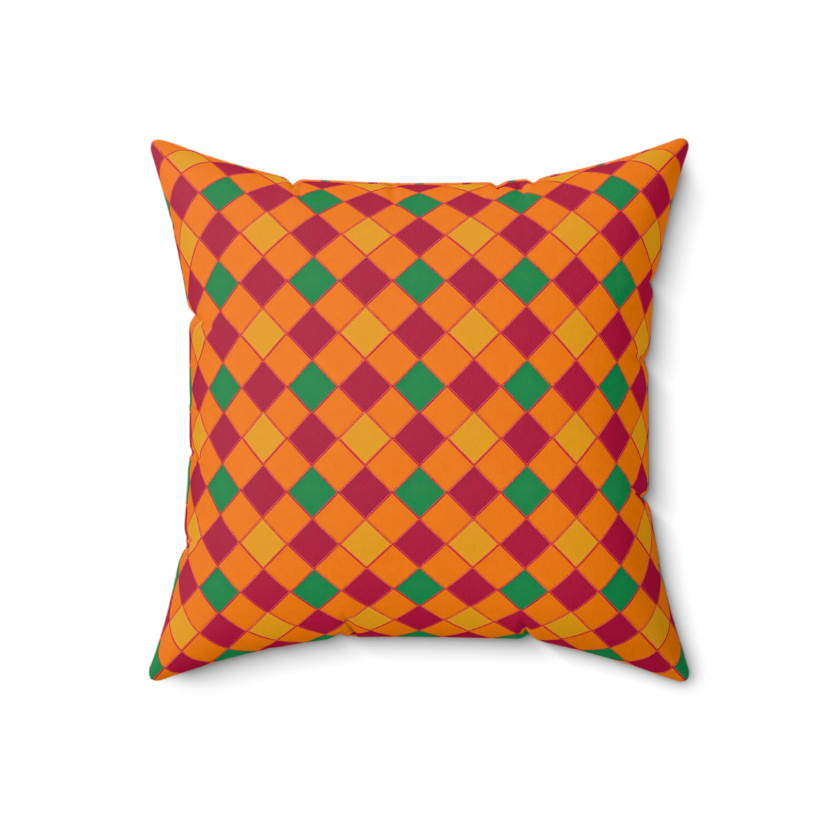 Jewel Harlequin Check Faux Suede Cushion – Cranberry Spice