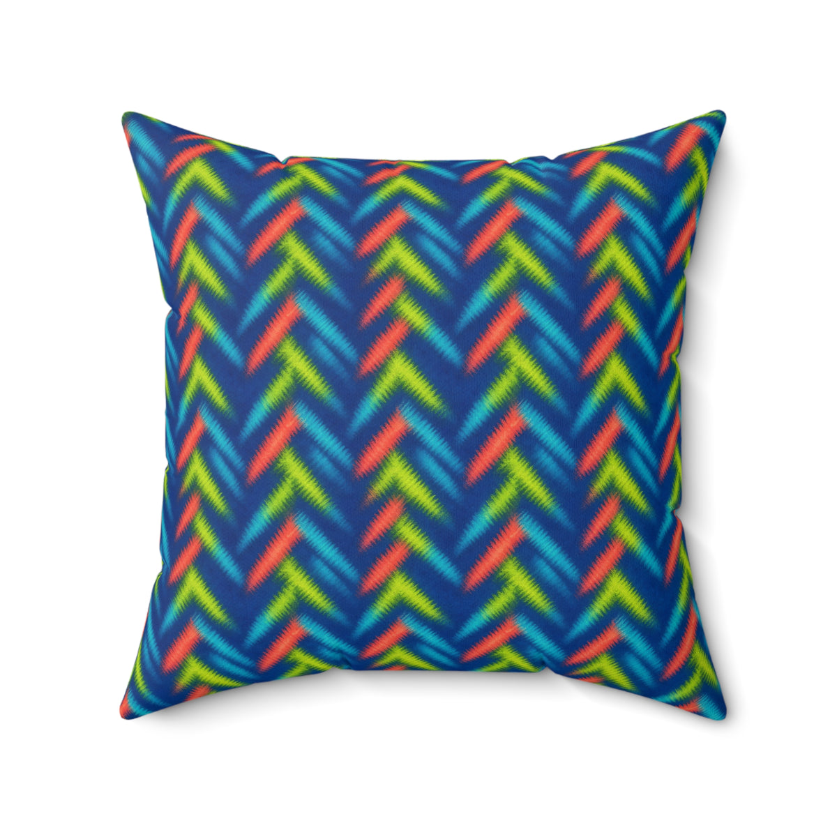 Neon Zigzag Fold Faux Suede Cushion – Tie-Dye Pattern