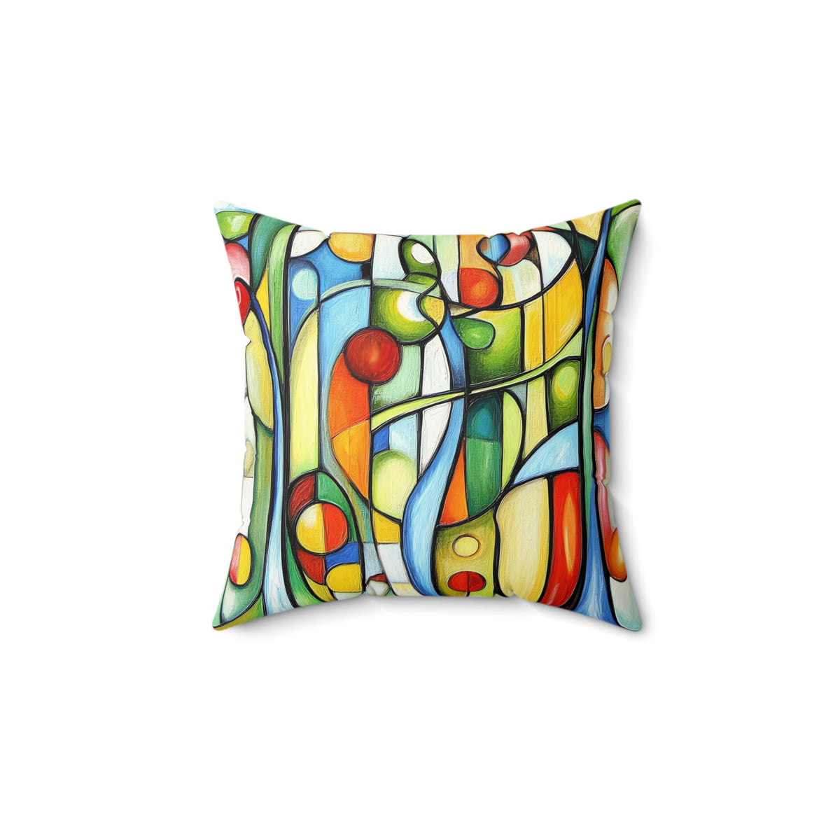 Stained Glass Rhythm Faux Suede Cushion – Stained-Glass Style Art