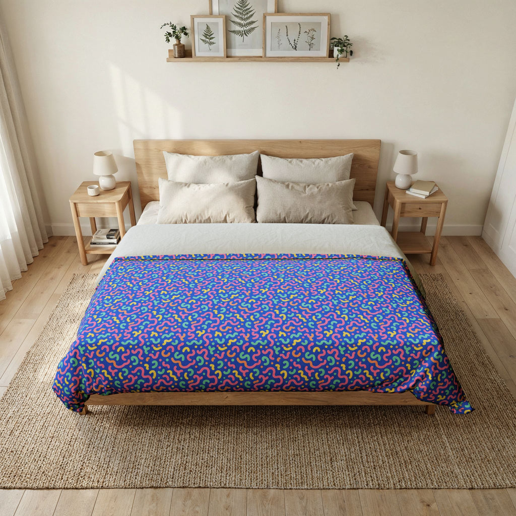 Squiggle Sweets Cotton Duvet Cover – Soft Abstract Pattern