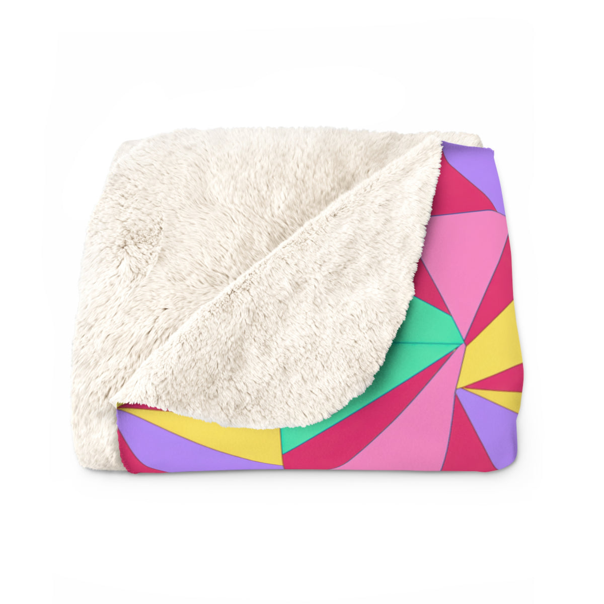 Cubist Sunburst Blocks Sherpa Fleece Blanket – Candy Pop on Raspberry