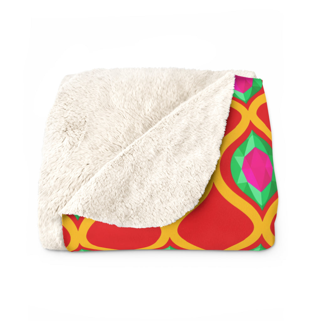 Grand Gold Ogee Lattice II Sherpa Fleece Blanket – Ogee Lattice Geometric Pattern
