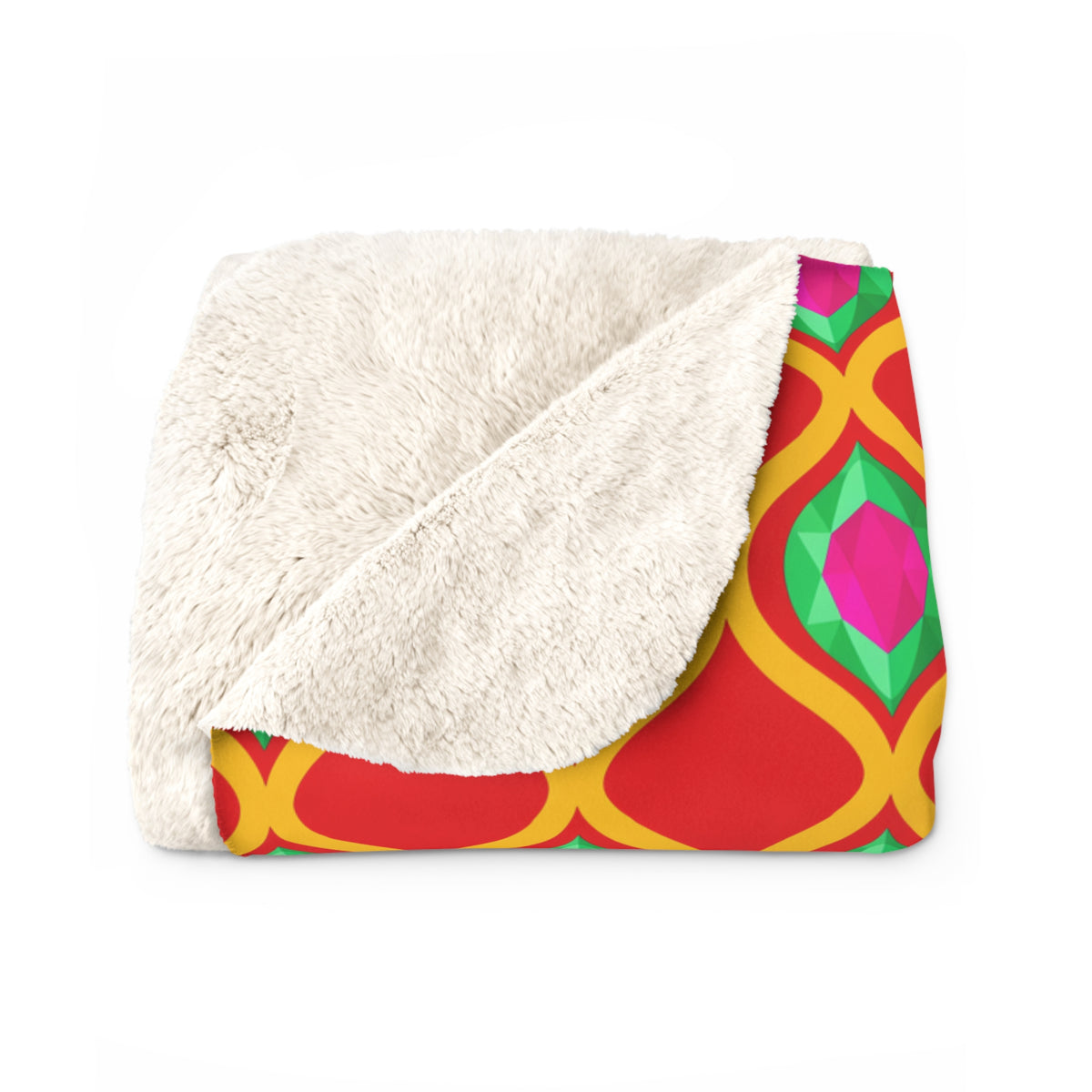 Grand Gold Ogee Lattice II Sherpa Fleece Blanket – Ogee Lattice Geometric Pattern