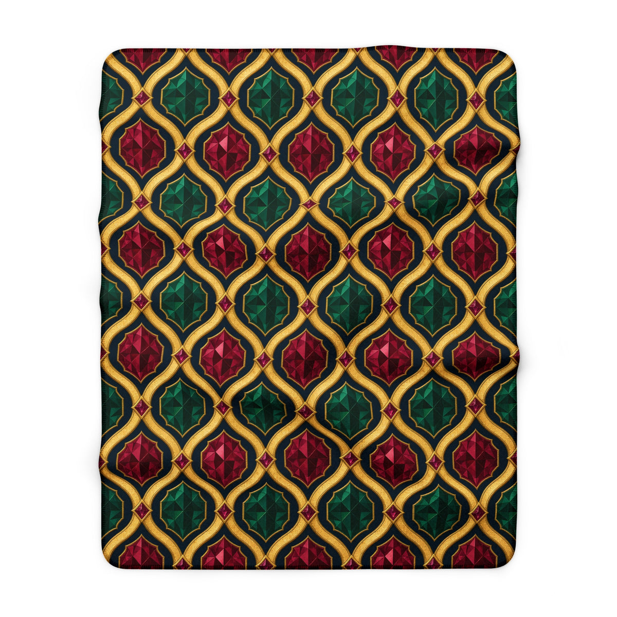 Radiant Gold Lattice Sherpa Fleece Blanket – Art Deco Pattern