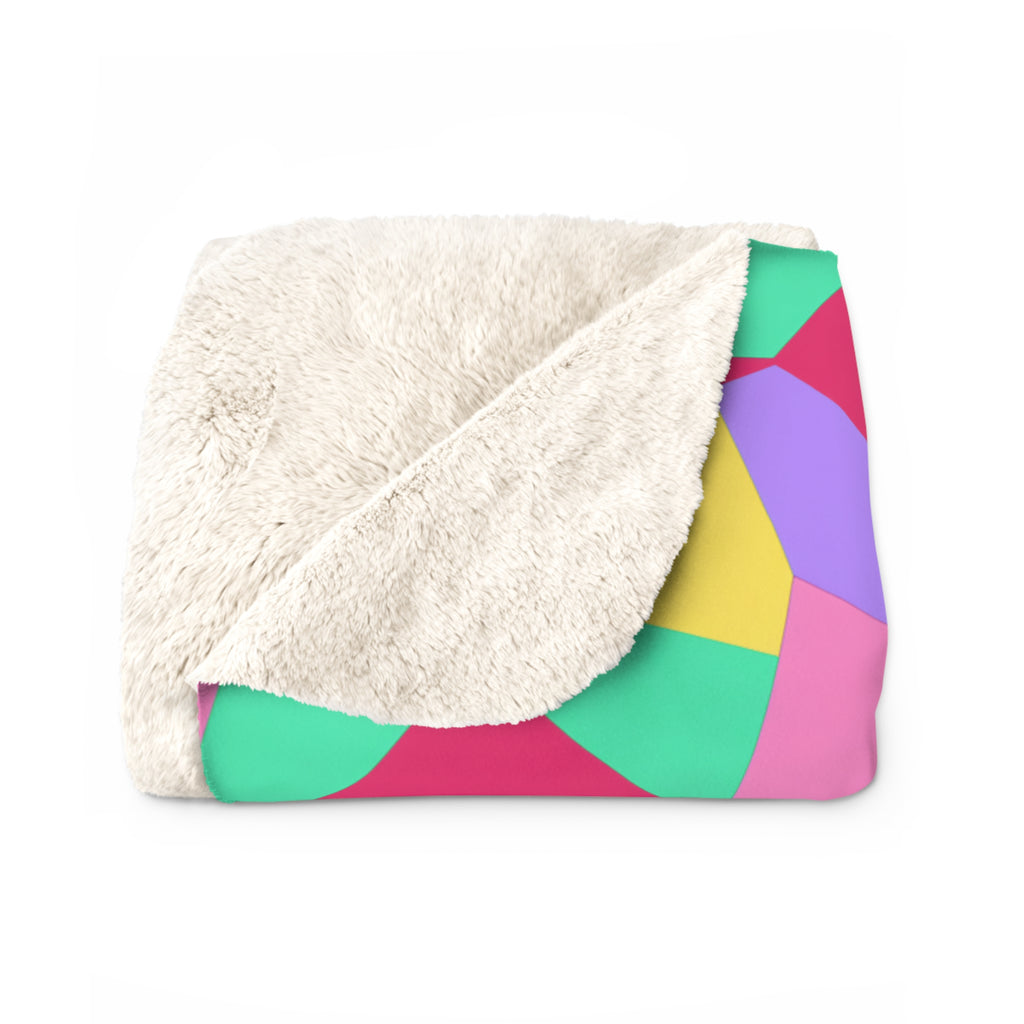 Grand Fractured Rhombus Sherpa Fleece Blanket – Candy Pop on Raspberry