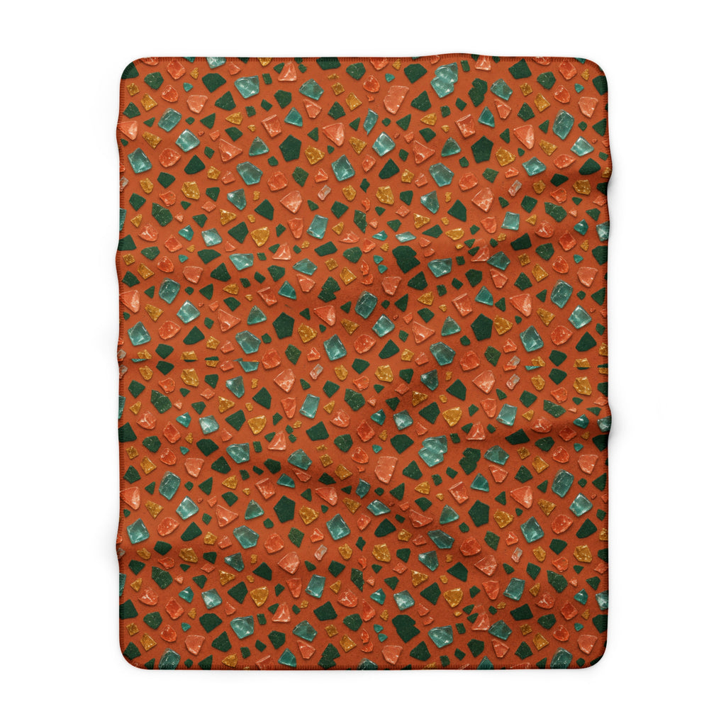 Glass Chip Sheen Sherpa Fleece Blanket – Terrazzo Pattern