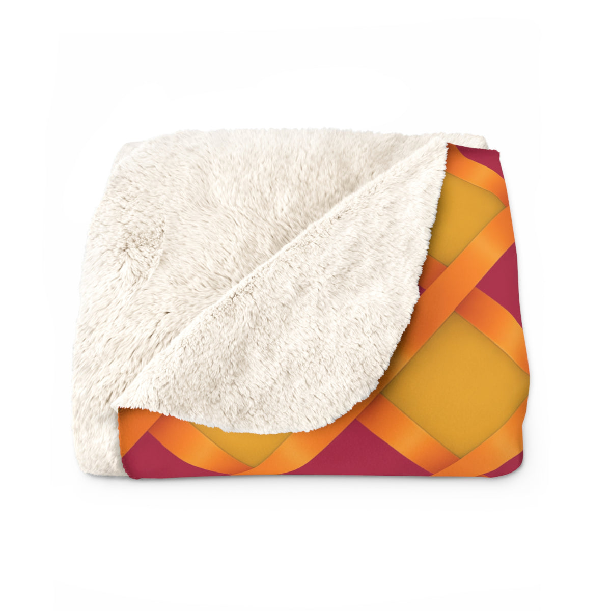 Broad Gold Diamond Trellis Sherpa Fleece Blanket – Cranberry Spice