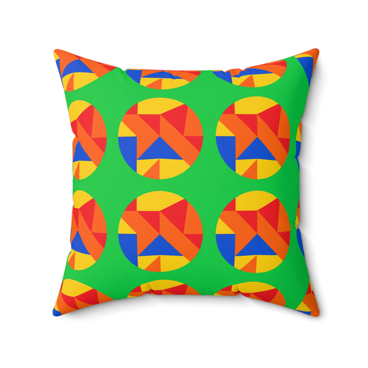 Broken Circle Planes Faux Suede Cushion – Cubist Abstract Pattern