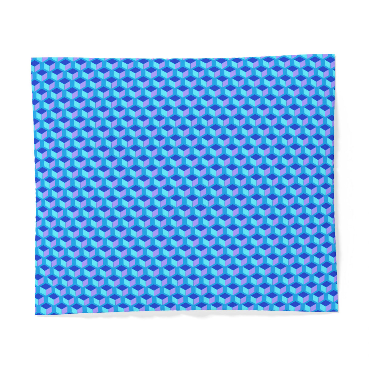 Giant Faceted Cubes II Cotton Duvet Cover – Ice Jewel