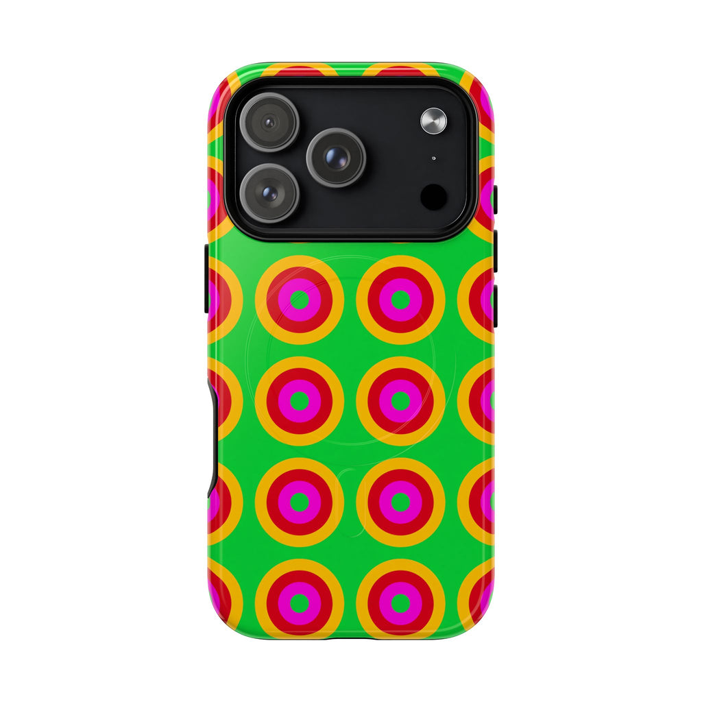 Giant Op-Art Jewel Rings Magnetic Tough iPhone Case – Op-Art Concentric Circles Pattern