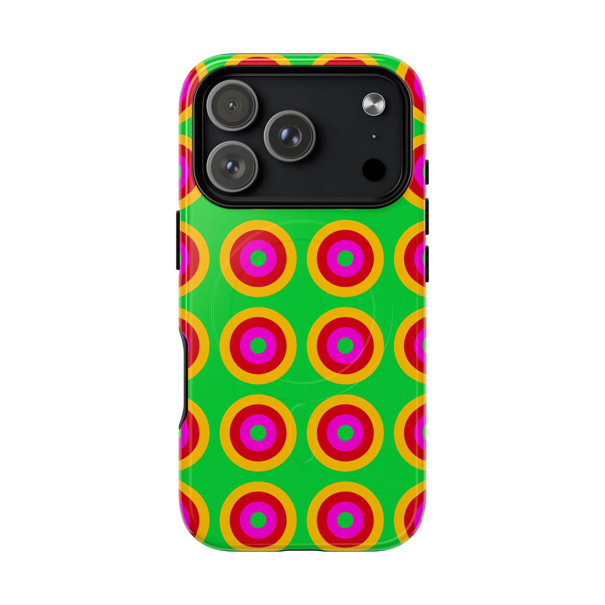 Giant Op-Art Jewel Rings Magnetic Tough iPhone Case – Op-Art Concentric Circles Pattern