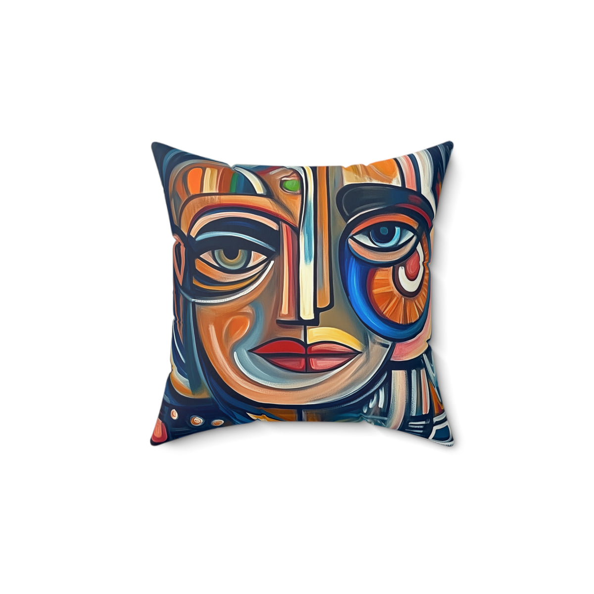 Cubist Face Faux Suede Cushion – Cubist Portrait Art