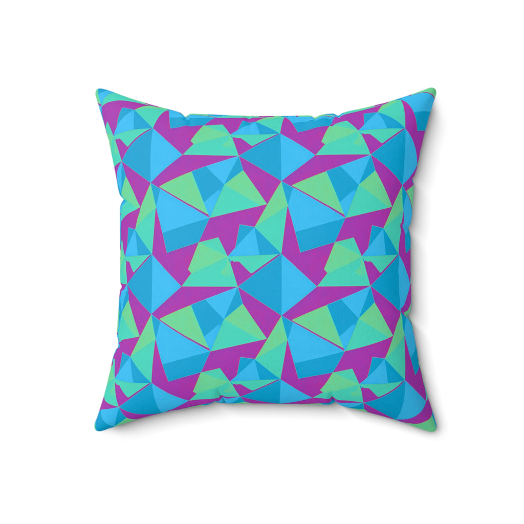 Faceted Panels Faux Suede Cushion – Ice Jewel