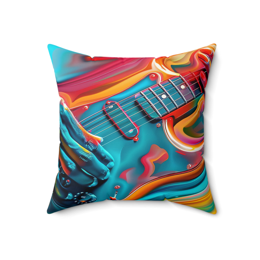 Psychedelic Guitar Hands Faux Suede Cushion – Psychedelic Music Art