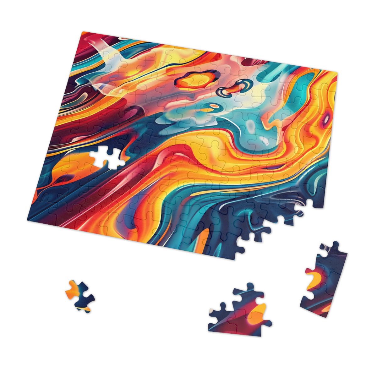 Liquid Rainbow Swirl Jigsaw Puzzle with Tin – Psychedelic Fluid Art