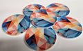 AI24060C AGEometric Rainbow Contemporary Design -  Round Ceramic Coasters- Set of 6, gift for all occasions, Designed and made in Britain