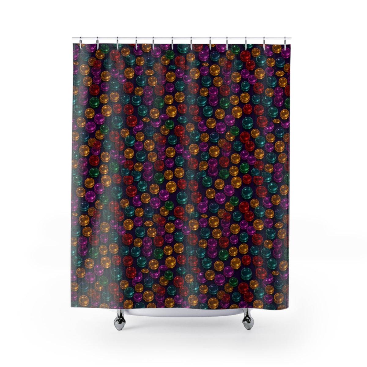 Stacked Glass Discs Shower Curtain – Glossy 3D Abstract Pattern