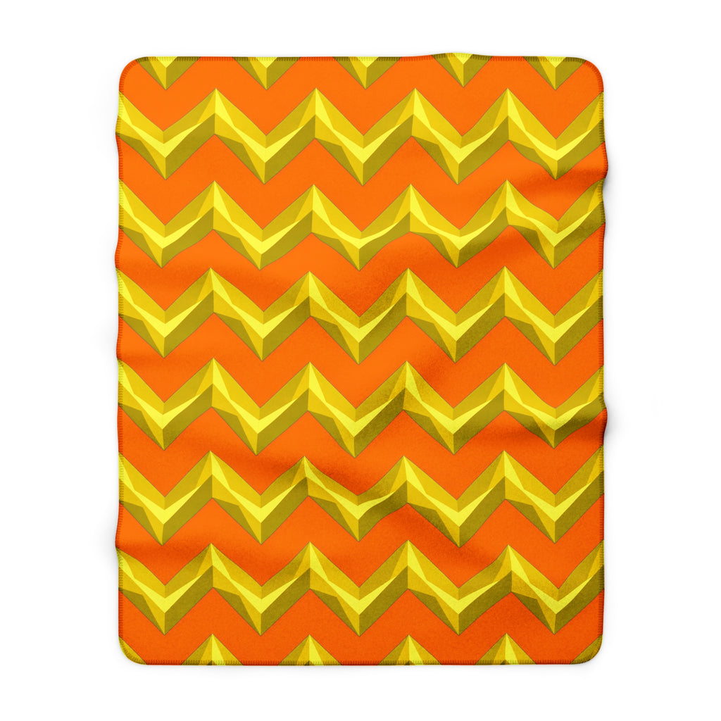 Broad Cut-Gem Chevrons Sherpa Fleece Blanket – Hot Citrus Festive